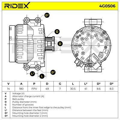 Alternator RIDEX 4G0506 4G0506 - foto 8