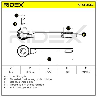 Końcówka drążka kierowniczego RIDEX 914T0414 914T0414 - foto 5