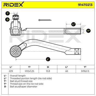 Końcówka drążka kierowniczego RIDEX 914T0213 914T0213 - foto 3