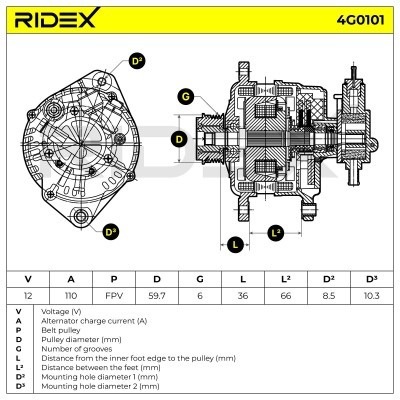 Alternator RIDEX 4G0101 4G0101 - foto 8