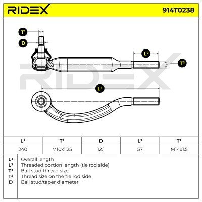Końcówka drążka kierowniczego RIDEX 914T0238 914T0238 - foto 3