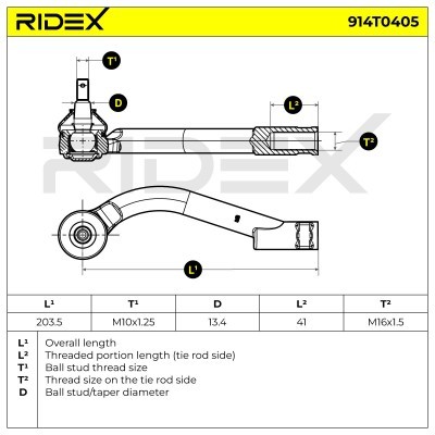 Końcówka drążka kierowniczego RIDEX 914T0405 914T0405 - foto 6