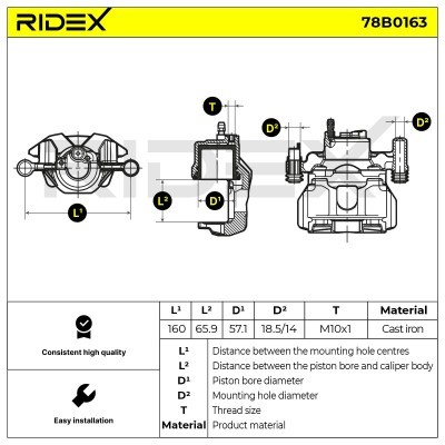 Zacisk Hamulcowy RIDEX 78B0163 78B0163 - foto 2