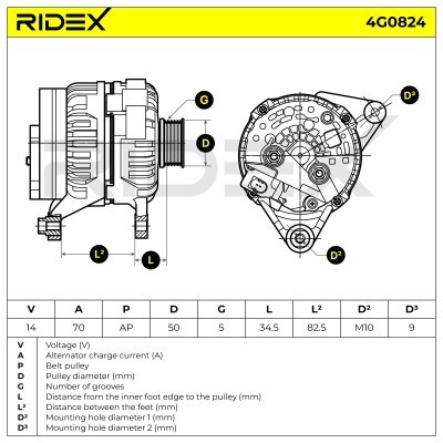Alternator RIDEX 4G0824 4G0824 - foto 6