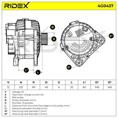 Alternator RIDEX 4G0437 4G0437 - foto 5