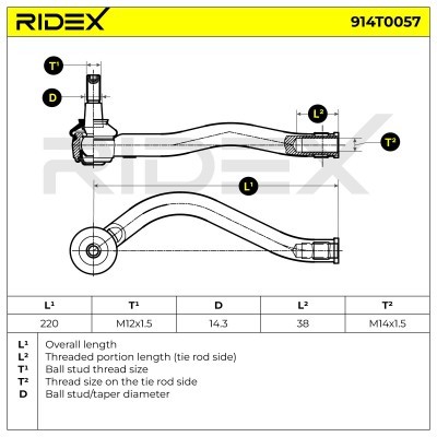 Końcówka drążka kierowniczego RIDEX 914T0057 914T0057 - foto 6