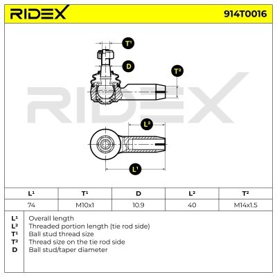 Końcówka drążka kierowniczego RIDEX 914T0016 914T0016 - foto 4