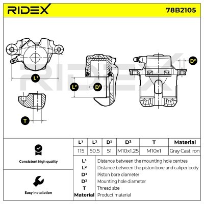 Zacisk Hamulcowy RIDEX 78B2105 78B2105 - foto 6