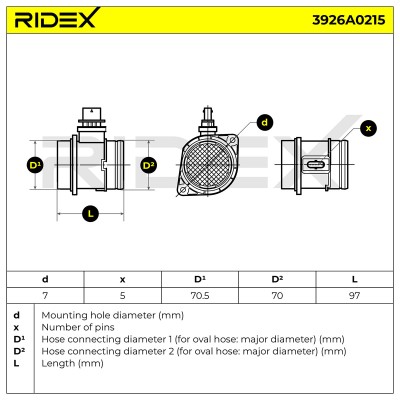 Przepływomierz Masowy Powietrza RIDEX 3926A0215 3926A0215 - foto 6