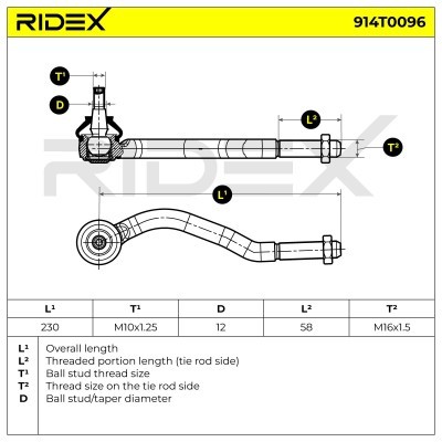 Końcówka drążka kierowniczego RIDEX 914T0096 914T0096 - foto 6