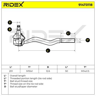 Końcówka drążka kierowniczego RIDEX 914T0118 914T0118 - foto 6