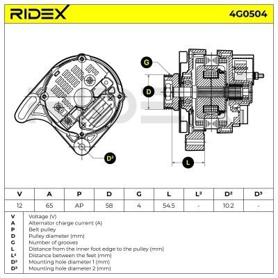 Alternator RIDEX 4G0504 4G0504 - foto 7