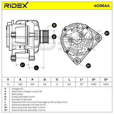 Alternator RIDEX 4G0644 4G0644 - foto 5