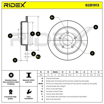 Tarcza hamulcowa RIDEX 82B1913 82B1913 - foto 6