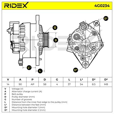 Alternator RIDEX 4G0234 4G0234 - foto 7
