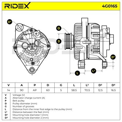 Alternator RIDEX 4G0165 4G0165 - foto 6