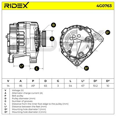 Alternator RIDEX 4G0763 4G0763 - foto 5