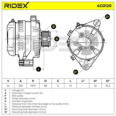 Alternator RIDEX 4G0120 4G0120 - foto 7