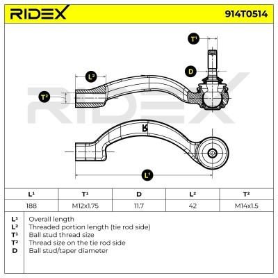 Końcówka drążka kierowniczego RIDEX 914T0514 914T0514 - foto 6