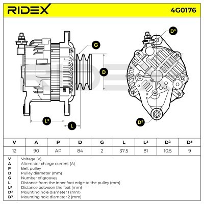 Alternator RIDEX 4G0176 4G0176 - foto 7