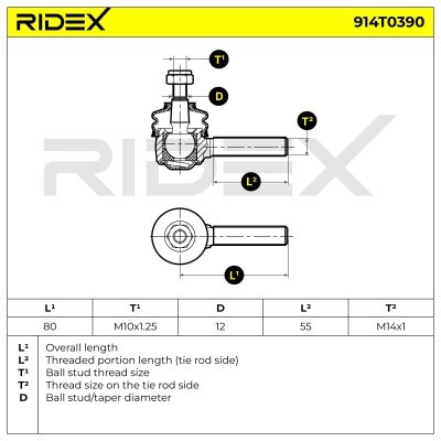 Końcówka drążka kierowniczego RIDEX 914T0390 914T0390 - foto 5
