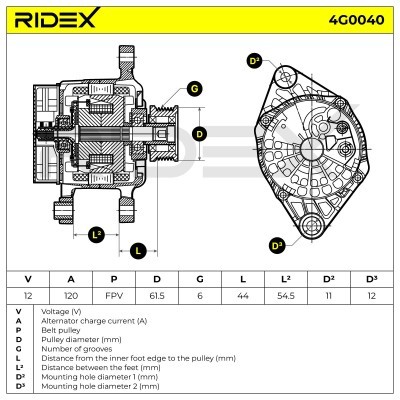 Alternator RIDEX 4G0040 4G0040 - foto 6