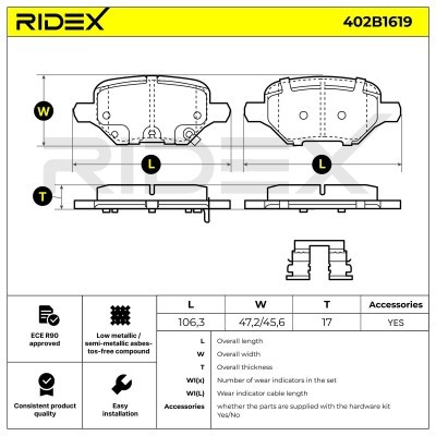 Klocki hamulcowe RIDEX 402B1619 402B1619 - foto 6