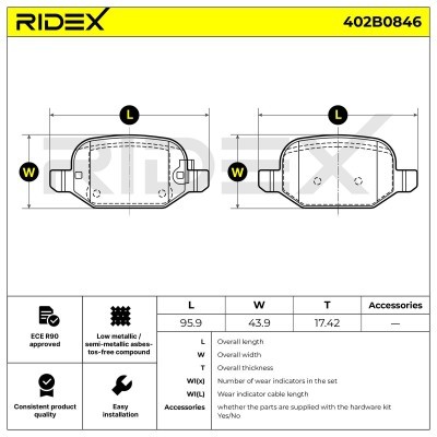 Klocki hamulcowe RIDEX 402B0846 402B0846 - foto 6