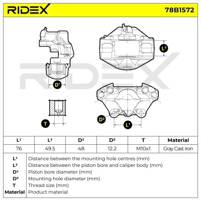 Zacisk Hamulcowy RIDEX 78B1572 78B1572 - foto 7