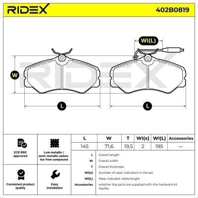 Klocki hamulcowe RIDEX 402B0819 402B0819 - foto 4