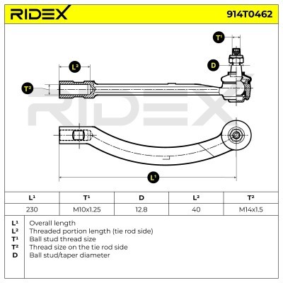 Końcówka drążka kierowniczego RIDEX 914T0462 914T0462 - foto 5