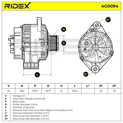 Alternator RIDEX 4G0094 4G0094 - foto 5