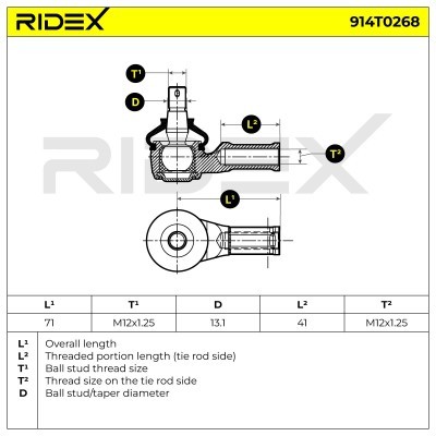 Końcówka drążka kierowniczego RIDEX 914T0268 914T0268 - foto 5