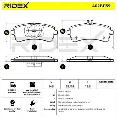 Klocki hamulcowe RIDEX 402B1159 402B1159 - foto 6