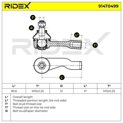 Końcówka drążka kierowniczego RIDEX 914T0499 914T0499 - foto 6