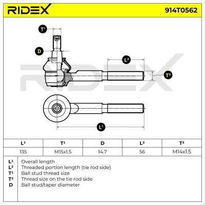 Końcówka drążka kierowniczego RIDEX 914T0562 914T0562 - foto 6