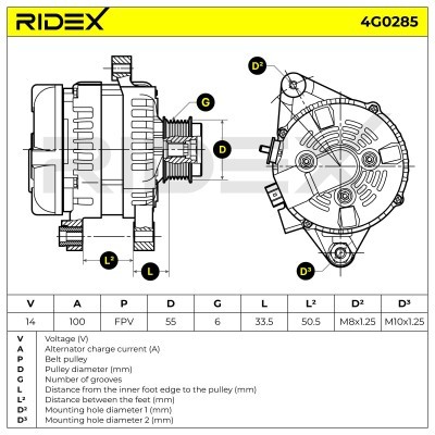 Alternator RIDEX 4G0285 4G0285 - foto 8