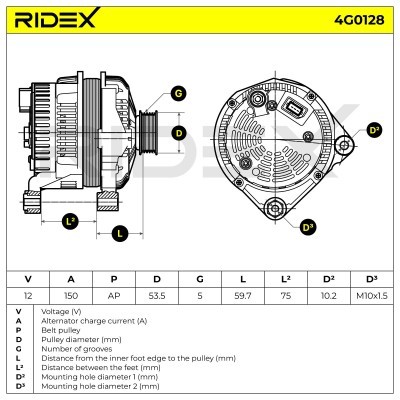 Alternator RIDEX 4G0128 4G0128 - foto 6