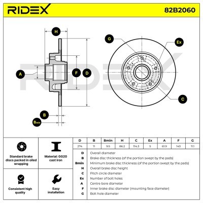Tarcza hamulcowa RIDEX 82B2060 82B2060 - foto 7