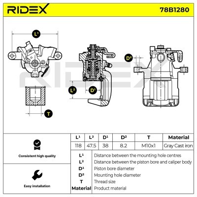 Zacisk Hamulcowy RIDEX 78B1280 78B1280 - foto 6