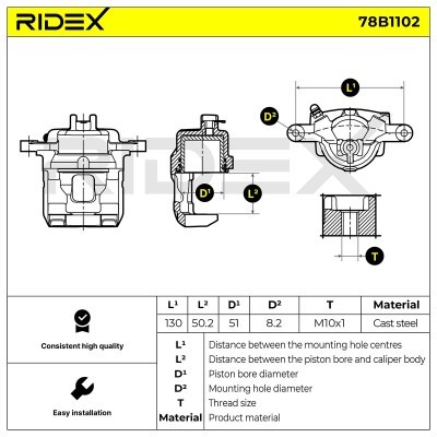 Zacisk Hamulcowy RIDEX 78B1102 78B1102 - foto 6