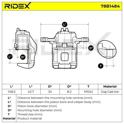 Zacisk Hamulcowy RIDEX 78B1484 78B1484 - foto 7