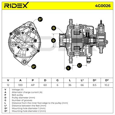 Alternator RIDEX 4G0026 4G0026 - foto 7