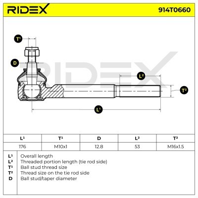 Końcówka drążka kierowniczego RIDEX 914T0660 914T0660 - foto 5