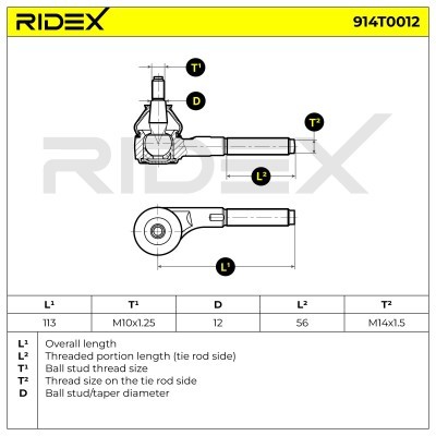 Końcówka drążka kierowniczego RIDEX 914T0012 914T0012 - foto 3