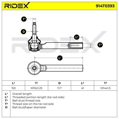 Końcówka drążka kierowniczego RIDEX 914T0393 914T0393 - foto 5