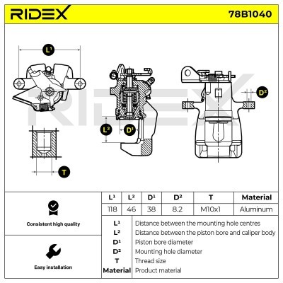 Zacisk Hamulcowy RIDEX 78B1040 78B1040 - foto 6