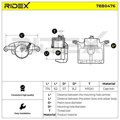 Zacisk Hamulcowy RIDEX 78B0476 78B0476 - foto 4