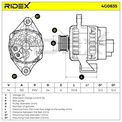 Alternator RIDEX 4G0835 4G0835 - foto 6