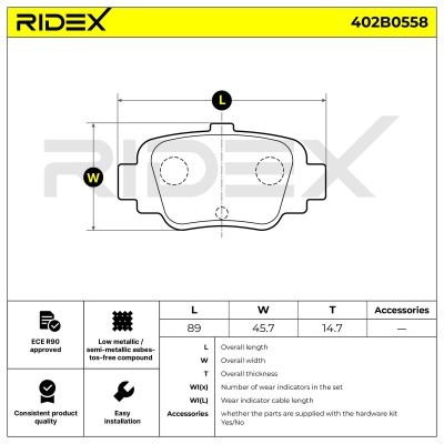 Klocki hamulcowe RIDEX 402B0558 402B0558 - foto 7
